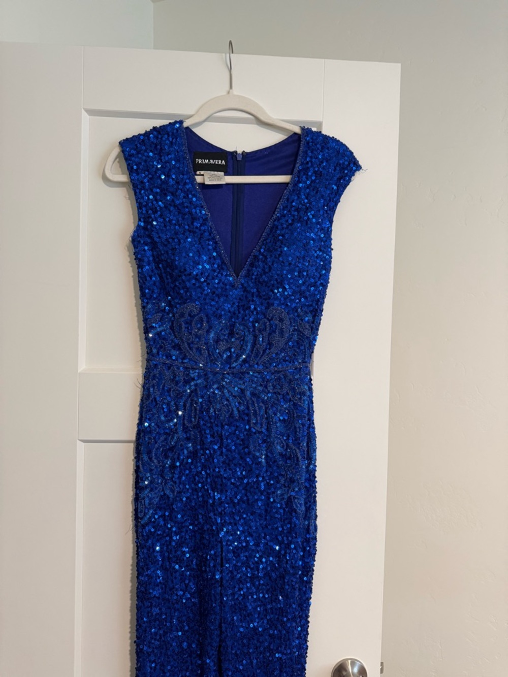 Primavera Couture Royal Blue Sequin Jumpsuit